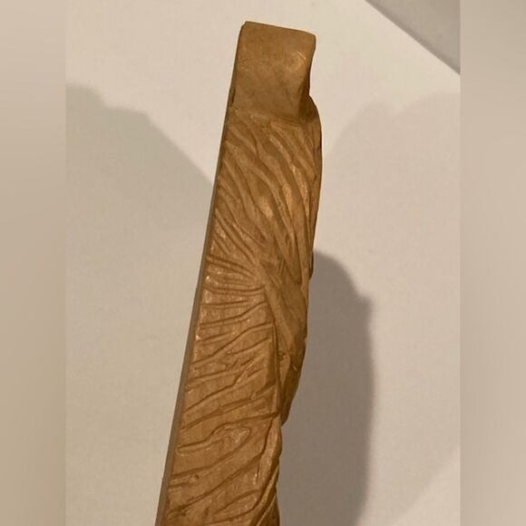 Vintage 1998 Creepy Wooden Hand Carved Beast Animal Face Wall Plaque - Picture 3 of 11